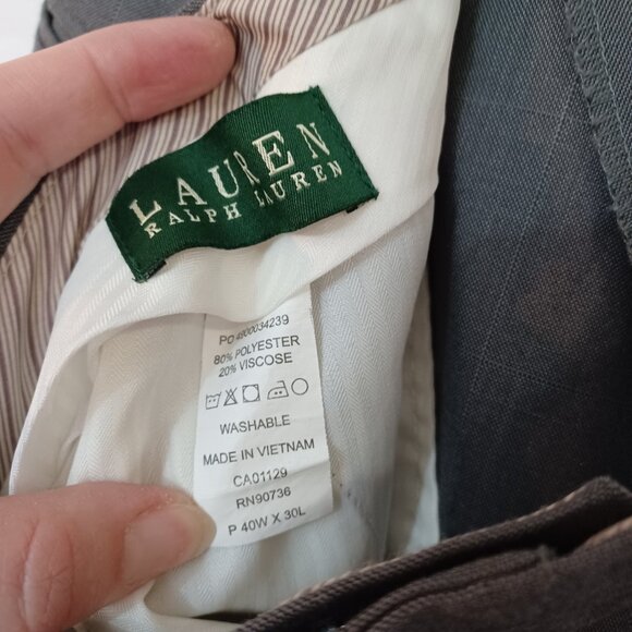 Lauren Ralph Lauren Mens Gray Pleated Dress Pants Slacks Trousers Size 40 x 30 - Picture 3 of 3